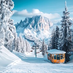 ski resort winter night glowing snowy slopes image