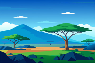 Obraz premium landscape with trees and mountains