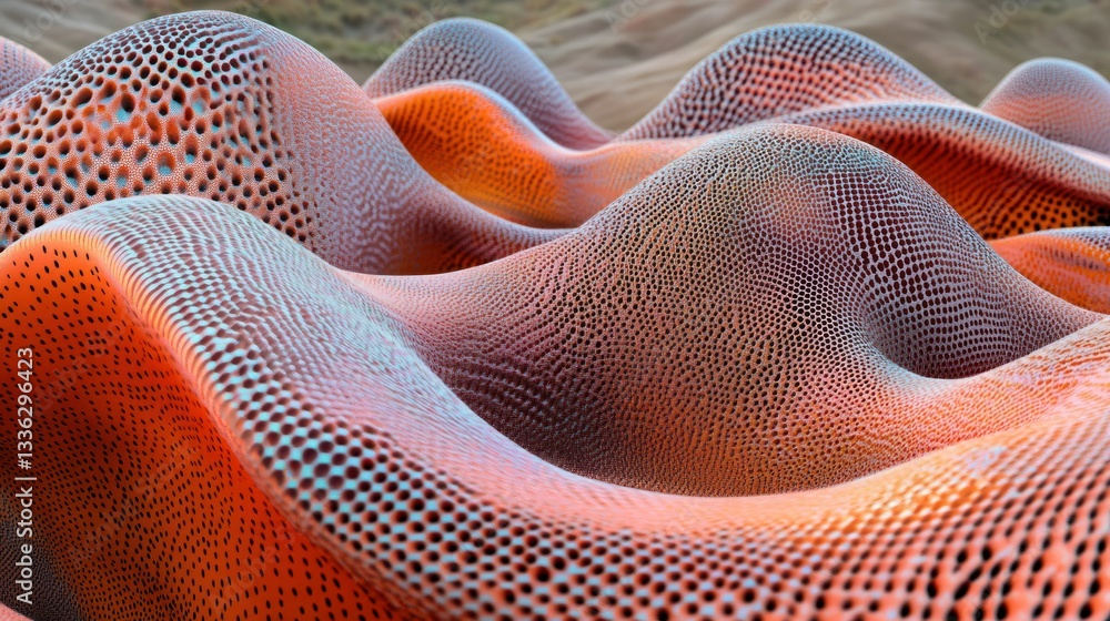 Poster Artistic rendering of textured waves displaying various colors and patterns