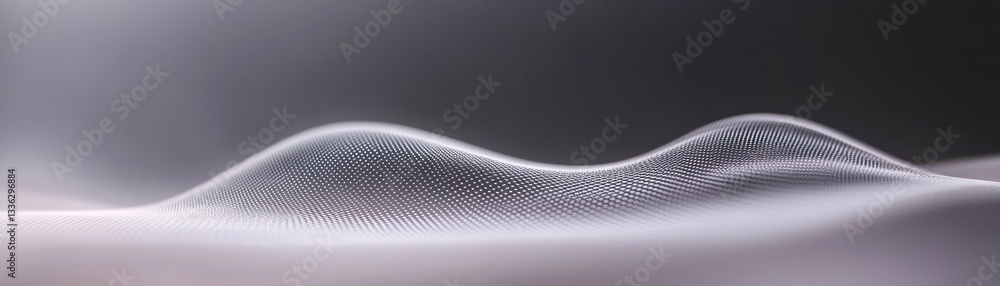 Poster Abstract digital wavy surface design with a gray and white gradient