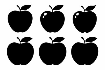 set of apple line art silhouette vector illustration