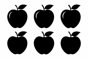 set of apple line art silhouette vector illustration