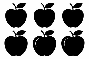 set of apple line art silhouette vector illustration