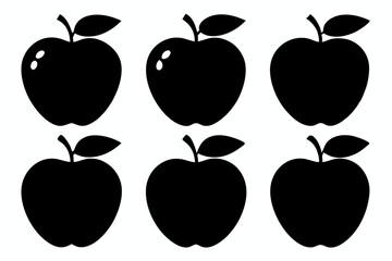 set of apple line art silhouette vector illustration
