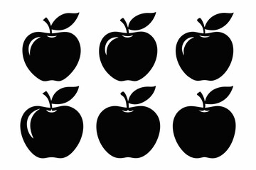 set of apple line art silhouette vector illustration