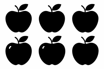 set of apple line art silhouette vector illustration