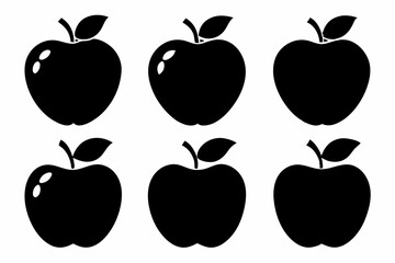 set of apple line art silhouette vector illustration