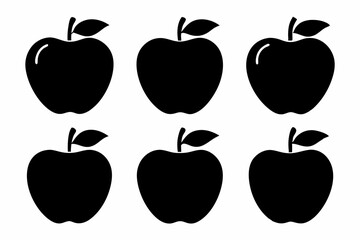 set of apple line art silhouette vector illustration