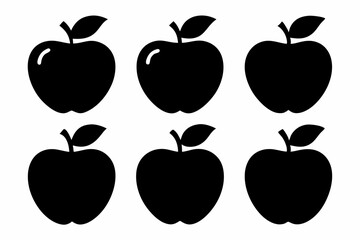 set of apple line art silhouette vector illustration