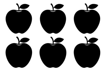 set of apple line art silhouette vector illustration