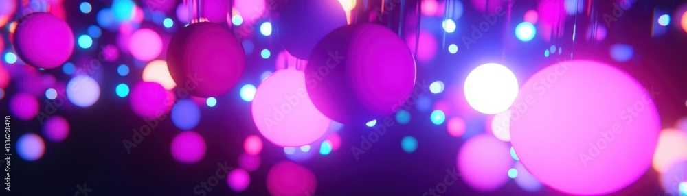 Poster illuminated spheres suspended in a display of vibrant colors and hues