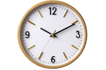 [Transparent Background PNG]Modern Gold Framed Wall Clock