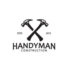 Vintage hammer construction handyman repair badge logo vector illustration