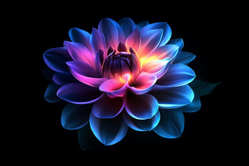Fototapeta premium A stunning, vibrant dahlia flower with delicate petals in rich shades of purple and soft pink, showcasing intricate details and vibrant hues.