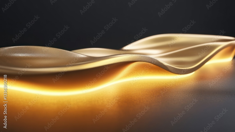 Poster abstract flowing golden waves with illuminated inner glow