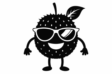 jackfruit wearing sunglass line art silhouette vector illustration