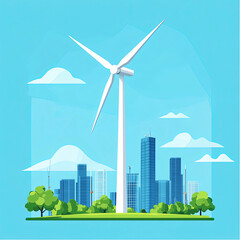 Zero cost energy Innovations Vertical wind turbine icon, renewable energy urban wind turbine, city wind power generator