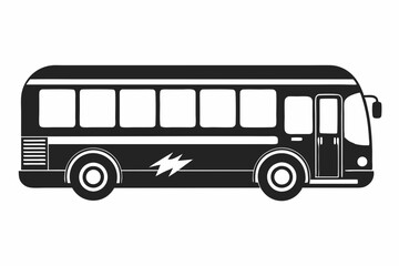 modern electric bus icon line art silhouette vector illustration