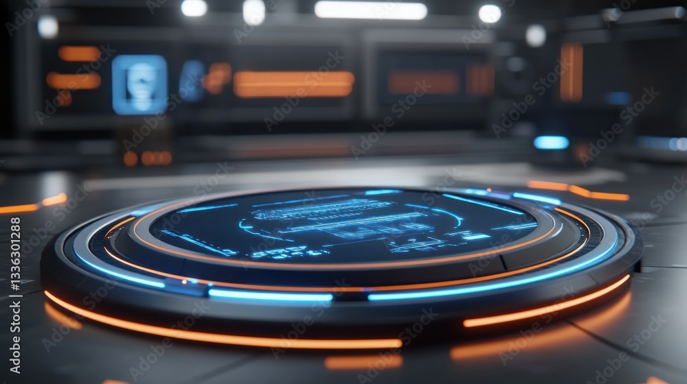Aufkleber Futuristic illuminated interface in a technologically advanced environment is showcased