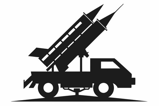 black missile launcher truck silhouette clip art preview