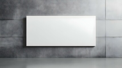 Empty white canvas on the office gray wall