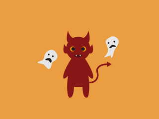 Fototapeta premium a cartoonish devil with horns
