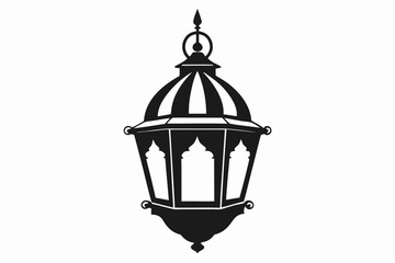 arabian lantern line art silhouette vector illustration