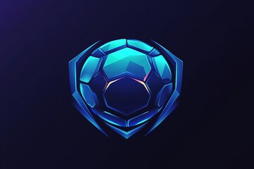 Futuristic Soccer Ball Logo Abstract Blue Neon Esports Design