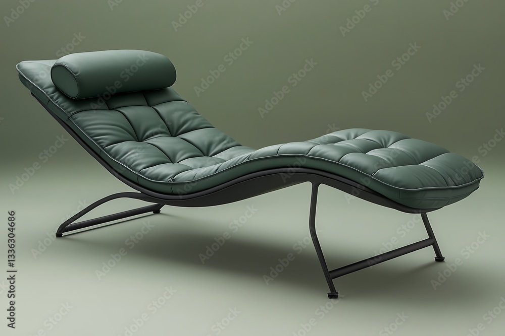Poster comfortable lounge chair set against a deep green backdrop with extra room for custom branding and m