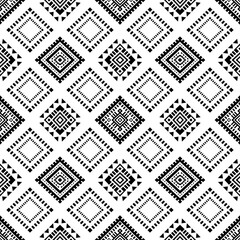 Aztec Native American Navajo tribal ethnic Mexican Southwest boho indian texture ornament geometric seamless pattern fabric black and white design vector for textile printing blanket rug carpet decor