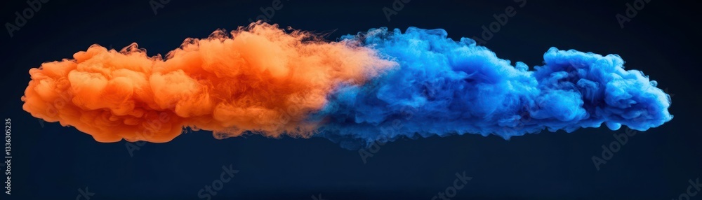 Poster An image displaying two merging colored cloud like forms
