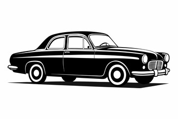 Obraz premium vintage car line art silhouette vector illustration