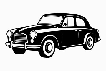 vintage car line art silhouette vector illustration