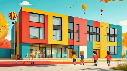 children go to school in the first grade. Selective focus