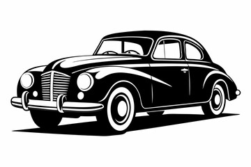 vintage car line art silhouette vector illustration