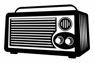 Fototapeta premium vintage radio line art silhouette vector illustration