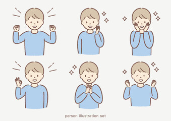 健康な男の子イラストセット
