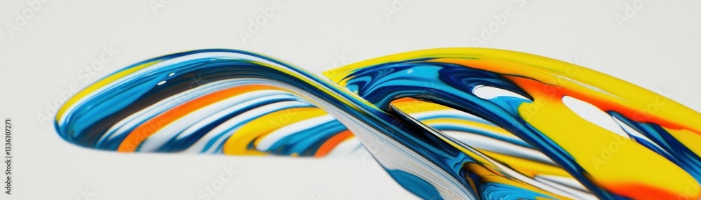 Poster Abstract colorful wave lines moving across the light background