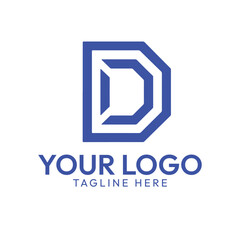  Geometric Letter D Logo Design in Blue on White Background
