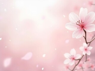 Fototapeta premium Soft Pink Cherry Blossom Flowers on a Blurred Background