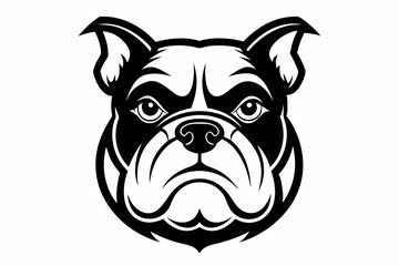 bulldog head line art silhouette vector illustration