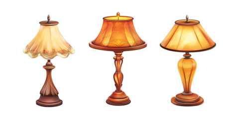 Pack Lamp set against transparent background for Interior Design, Home Decor Branding, or Lighting Equipment Projects