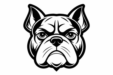 bulldog head line art silhouette vector illustration