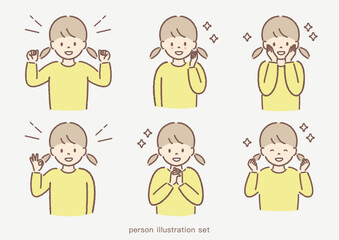 健康な女の子イラストセット
