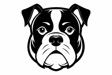 bulldog head line art silhouette vector illustration