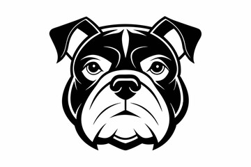 bulldog head line art silhouette vector illustration