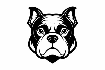 bulldog head line art silhouette vector illustration