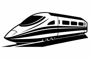 bullet train line art silhouette vector illustration