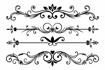  calligraphic ornamental divider collection line art silhouette vector illustration