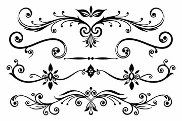  calligraphic ornamental divider collection line art silhouette vector illustration